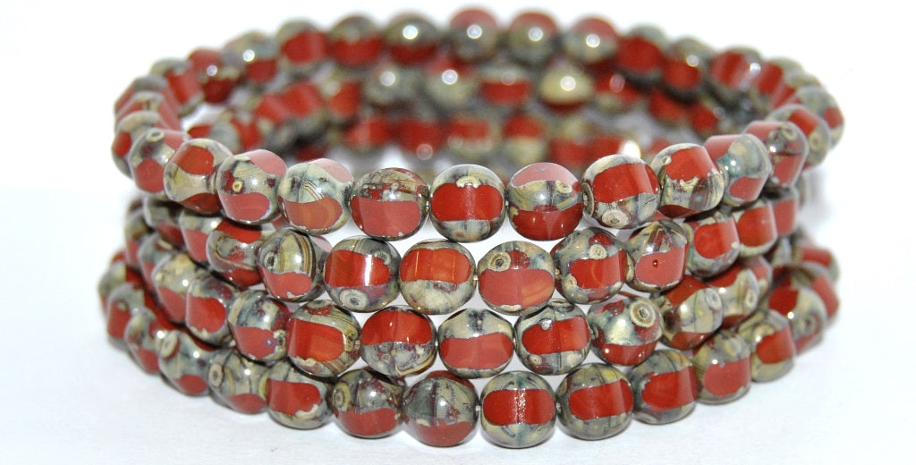 Cut Fire Polished Faceted Glass Beads, 13500 Picasso (13500-43400), Glass, Czech Republic