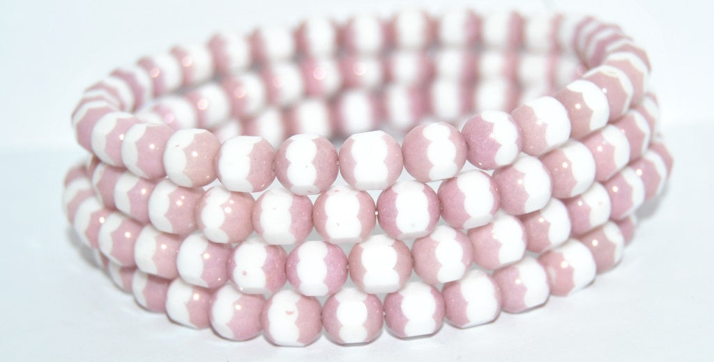 Special Cut Round Pressed Beads, White D (02010-D), Glass, Czech Republic