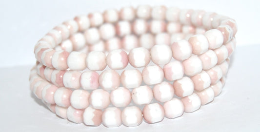 Special Cut Round Pressed Beads, White G (02010-G), Glass, Czech Republic