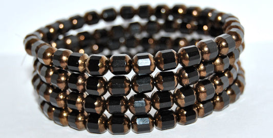 6-Cut Fire Polished Faceted Glass Beads, Black Bronze (23980-14415), Glass, Czech Republic