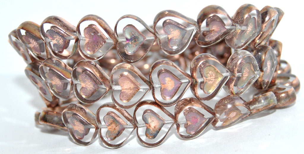 Table Cut Heart Beads With Heart, Crystal Sliperit 2Xside (00030-29500-2XSIDE), Glass, Czech Republic