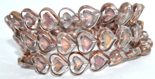 Table Cut Heart Beads With Heart, Crystal Sliperit 2Xside (00030-29500-2XSIDE), Glass, Czech Republic