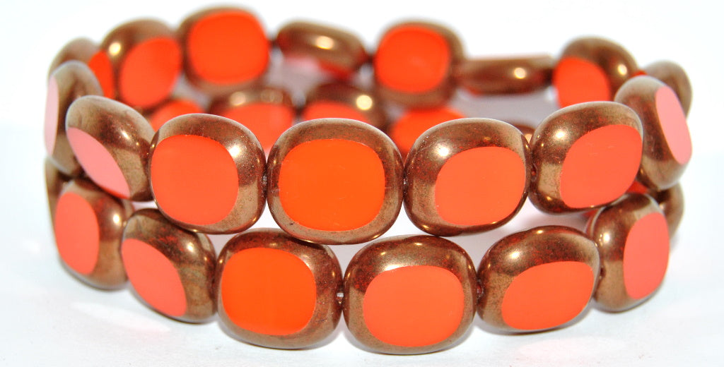 Table Cut Round Candy Beads, Deep Orange  Bronze (B30310-1716-93140-14415), Glass, Czech Republic