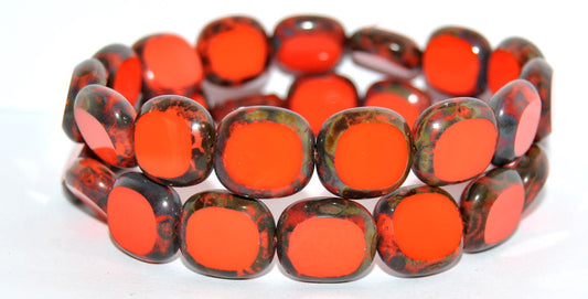 Table Cut Round Candy Beads, Deep Orange  Travertin (B30310-1716-93140-86800), Glass, Czech Republic