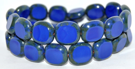 Table Cut Round Candy Beads, Rich Blue Travertin (B30310-1716-33060-86800), Glass, Czech Republic