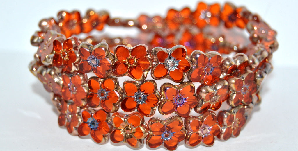 Table Cut Flower Beads Linum, Transparent Orange Sliperit 2Xside (90040-29500-2XSIDE), Glass, Czech Republic