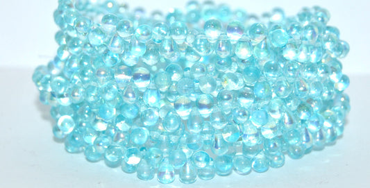 Pear Teardrop Pressed Glass Beads, Crystal 34308 Ab (00030-34308-AB), Glass, Czech Republic