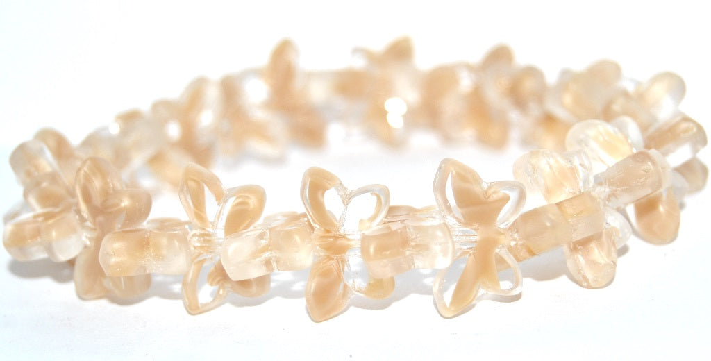 Table Cut Butterfly Beads,Mix Crystal Beige Matt (16018-MATT), Glass, Czech Republic