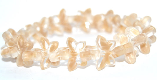 Table Cut Butterfly Beads,Mix Crystal Beige Matt (16018-MATT), Glass, Czech Republic