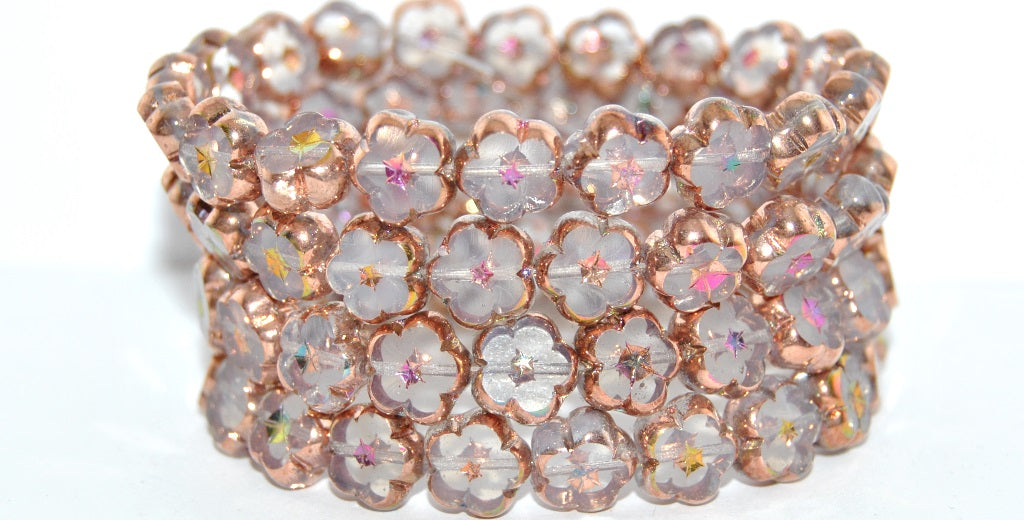 Table Cut Flower Beads, Opal White Sliperit 2Xside (01000-29500-2XSIDE), Glass, Czech Republic