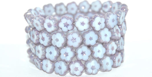 Table Cut Flower Beads, Opal White 1449595 (01000-1449595), Glass, Czech Republic