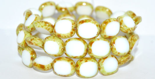 Table Cut Round Candy Beads, White 34310 (02010-34310), Glass, Czech Republic