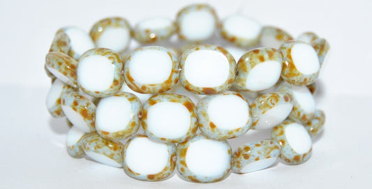 Table Cut Round Candy Beads, White 34307 (02010-34307), Glass, Czech Republic