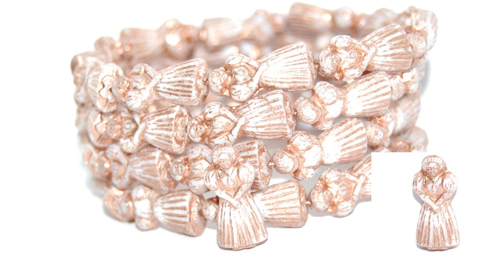 Human-shaped pressed Beads Man, White Copper Lined (02010-54200), Glass, Czech Republic