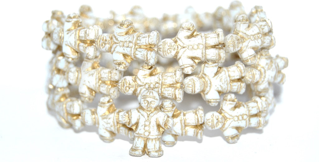 Human-shaped pressed Beads Man, White Gold Lined (02010-54202), Glass, Czech Republic