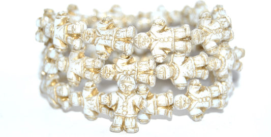 Human-shaped pressed Beads Man, White Gold Lined (02010-54202), Glass, Czech Republic