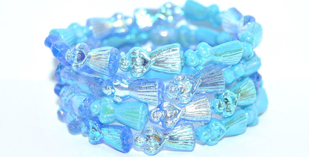 Human-shaped pressed Beads Man, Mixed Colors 1 Ab 2Xside (MIX-1-AB-2XSIDE), Glass, Czech Republic