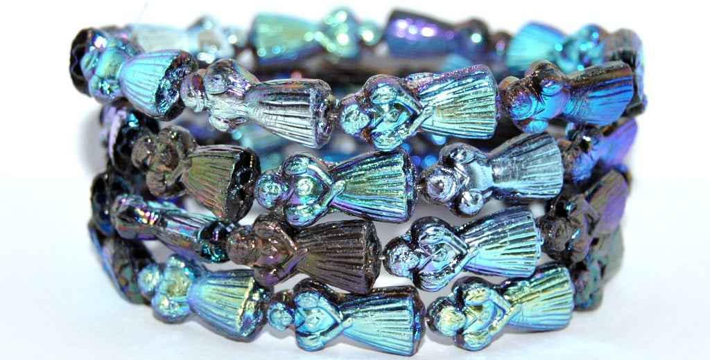 Human-shaped pressed Beads Man, Transparent Amethyst Ab 2Xside (20080-AB-2XSIDE), Glass, Czech Republic