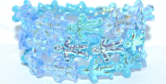 Pressed Beads, Mixed Colors Blue Ab 2Xside (MIX-BLUE-AB-2XSIDE), Glass, Czech Republic