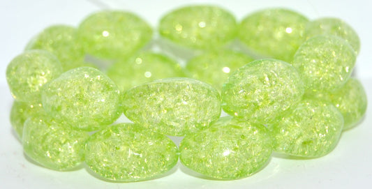 Olive Oval Pressed Glass Beads, Crystal 34310 Crack (00030-34310-CRACK), Glass, Czech Republic