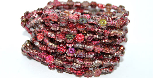 Hawaii Flower Pressed Glass Beads, Crystal 95200 (00030-95200), Glass, Czech Republic