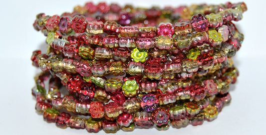 Hawaii Flower Pressed Glass Beads, Crystal 95600 (00030-95600), Glass, Czech Republic