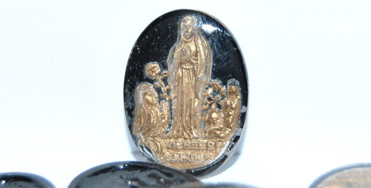 Glass Cabochon with religious ornament, 4 (4), Glass, Czech Republic