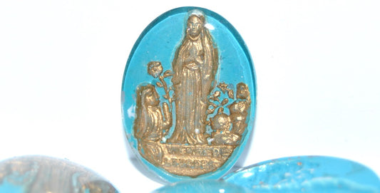 Glass Cabochon with religious ornament, 6 (6), Glass, Czech Republic