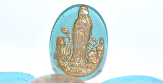 Glass Cabochon with religious ornament, 7 (7), Glass, Czech Republic