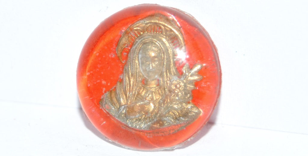 Glass Cabochon with religious ornament, 16 (16), Glass, Czech Republic