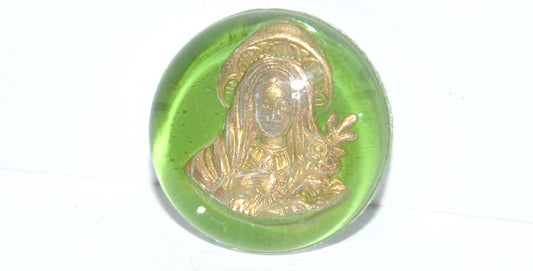 Glass Cabochon with religious ornament, 15 (15), Glass, Czech Republic