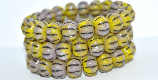 Pumpkin Pressed Glass Beads, 53402302 43815 (53402302-43815), Glass, Czech Republic