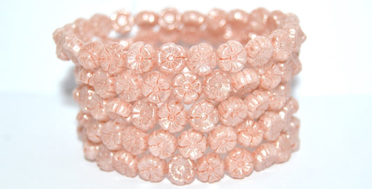 Hawaii Flower Pressed Glass Beads, White 34305 34301 (02010-34305-34301), Glass, Czech Republic