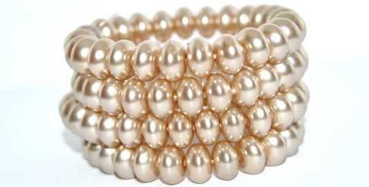 Rondelle Pressed Glass Beads, Beige Wax (BEIGE-WAX), Glass, Czech Republic