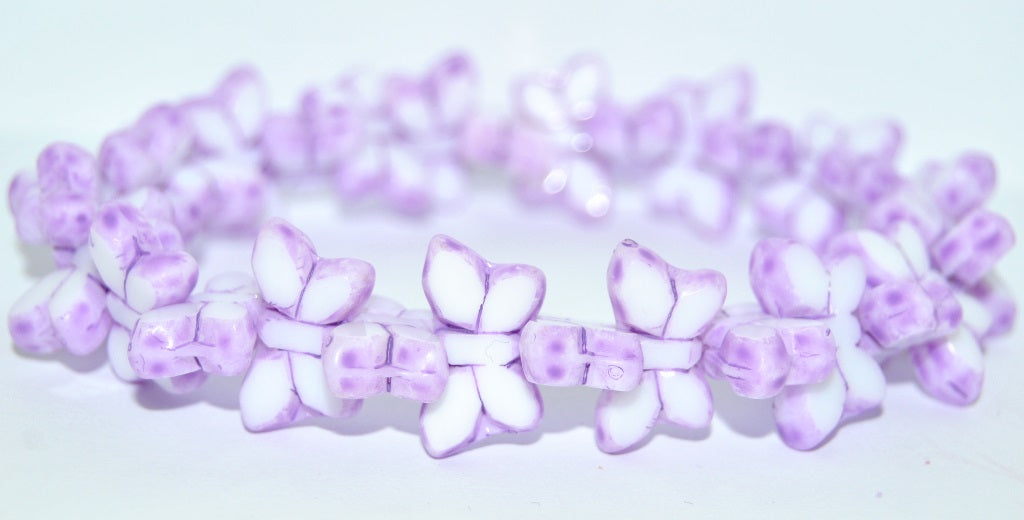 Table Cut Butterfly Beads, White 84306 (02010-84306), Glass, Czech Republic