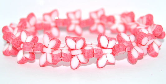 Table Cut Butterfly Beads, White 84304 (02010-84304), Glass, Czech Republic