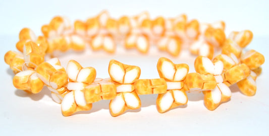 Table Cut Butterfly Beads, White 84303 (02010-84303), Glass, Czech Republic