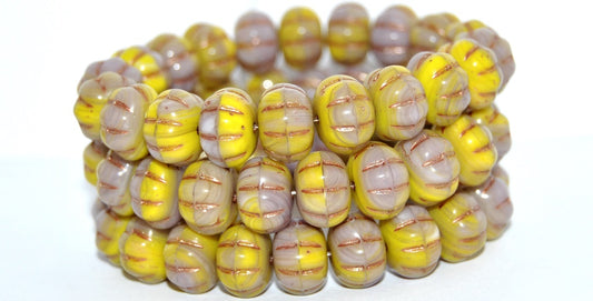 Pumpkin Pressed Glass Beads, 53402302 43805 (53402302-43805), Glass, Czech Republic