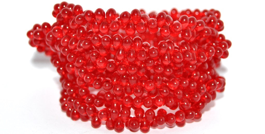 Pear Teardrop Pressed Glass Beads, Pre69206 64 Ruby Red (PRE69206-64-90080), Glass, Czech Republic