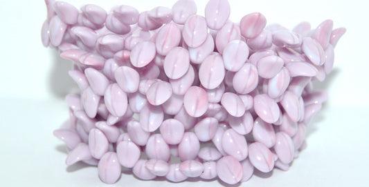 Leaf Tongue Pressed Glass Beads, Opaque Lilac Blue (37714), Glass, Czech Republic