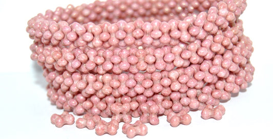 4-leaf Flower Glass beads, White Luster Red Full Coated (02010-14495), Glass, Czech Republic