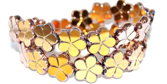 Table Cut Flower Beads, Crystal Rose Gold Capri 2Xside (00030-27101-2XSIDE), Glass, Czech Republic