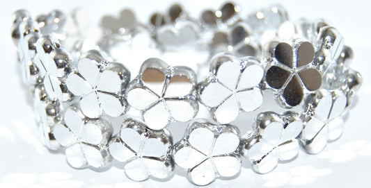 Table Cut Flower Beads, Crystal Crystal Silver Half Coating 2Xside (00030-27001-2XSIDE), Glass, Czech Republic