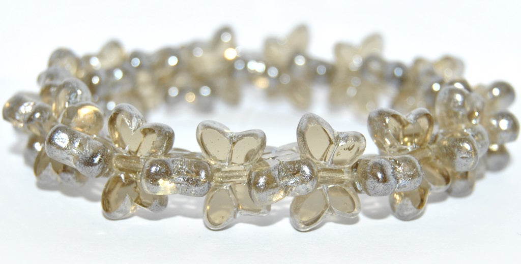 Table Cut Butterfly Beads, Gray Hematite (40010-14400), Glass, Czech Republic