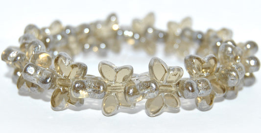 Table Cut Butterfly Beads, Gray Hematite (40010-14400), Glass, Czech Republic