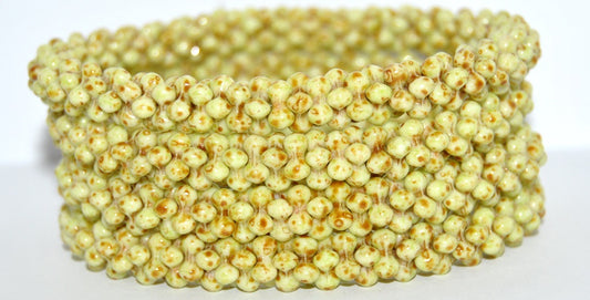 4-leaf Flower Glass beads, White Travertin 34310 (02010-86800-34310), Glass, Czech Republic