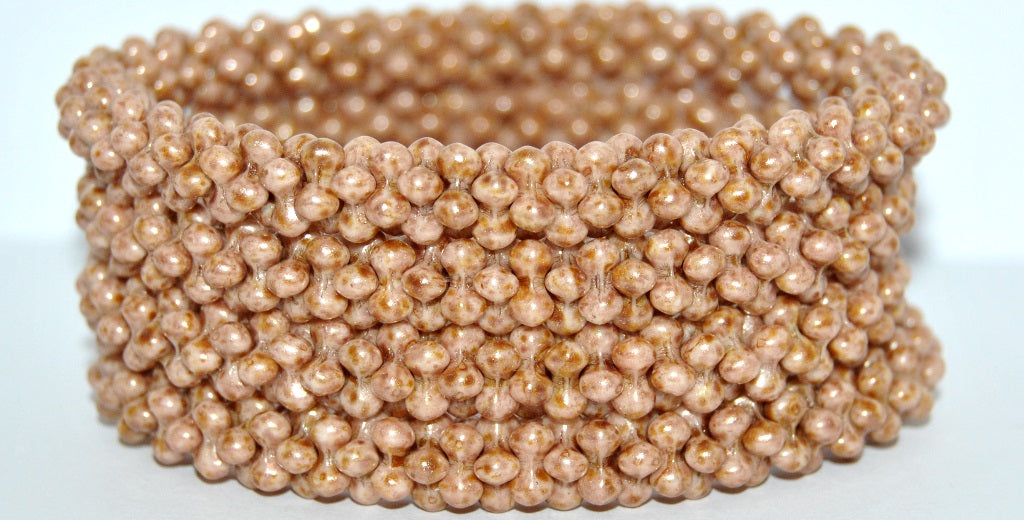 4-leaf Flower Glass beads, White Travertin 34303 (02010-86800-34303), Glass, Czech Republic