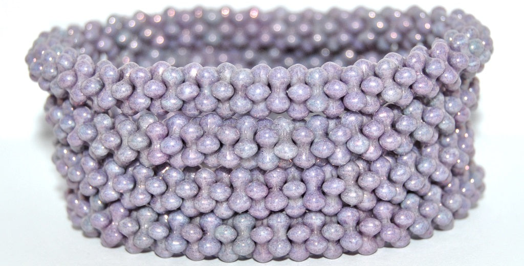 4-leaf Flower Glass beads, White Purple (02010-15726), Glass, Czech Republic