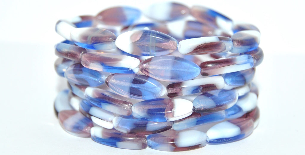 Boat Oval Pressed Glass Beads, Mixed Colors 4 (MIX-4), Glass, Czech Republic