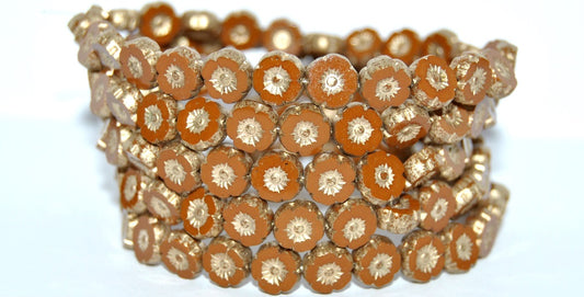 Table Cut Round Beads Hawaii Flowers, 13730 43710 (13730-43710), Glass, Czech Republic